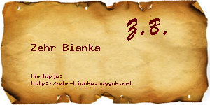 Zehr Bianka névjegykártya